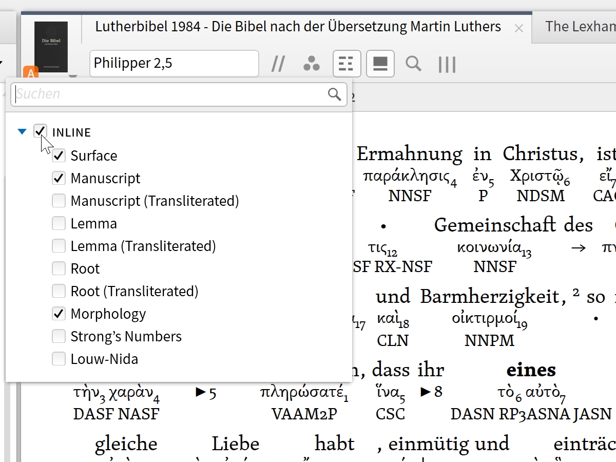 Inline Filter für Bibelübersetzungen