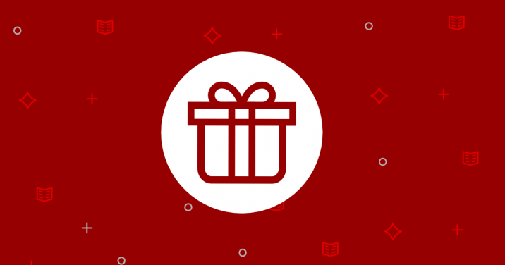 Advent Symbol Geschenk, roter Hintergrund