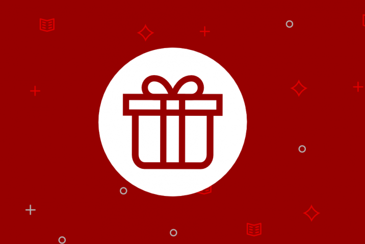 Advent Symbol Geschenk, roter Hintergrund