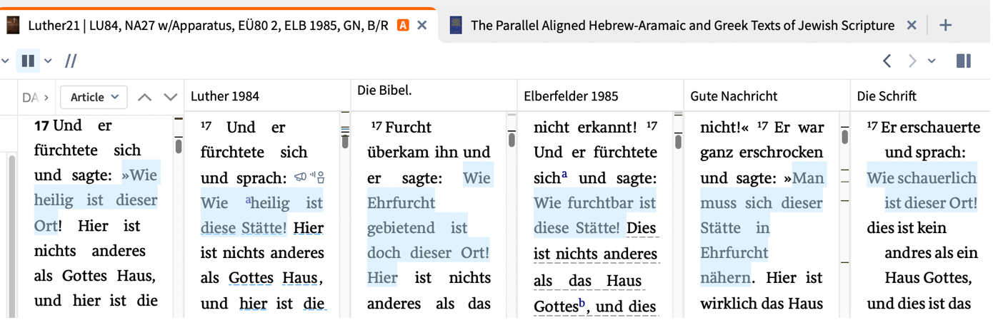 Lu21 im Vergleich mit Lu84, EU, Elberfelder85,GN Buber/Rosenkranz