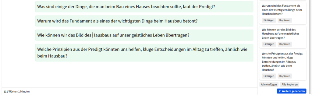 Fragen in die Predigt einfügen