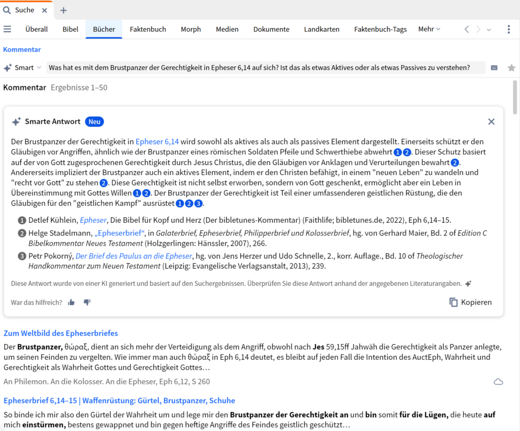 Die smarte Suche durchsucht Bibliotheken