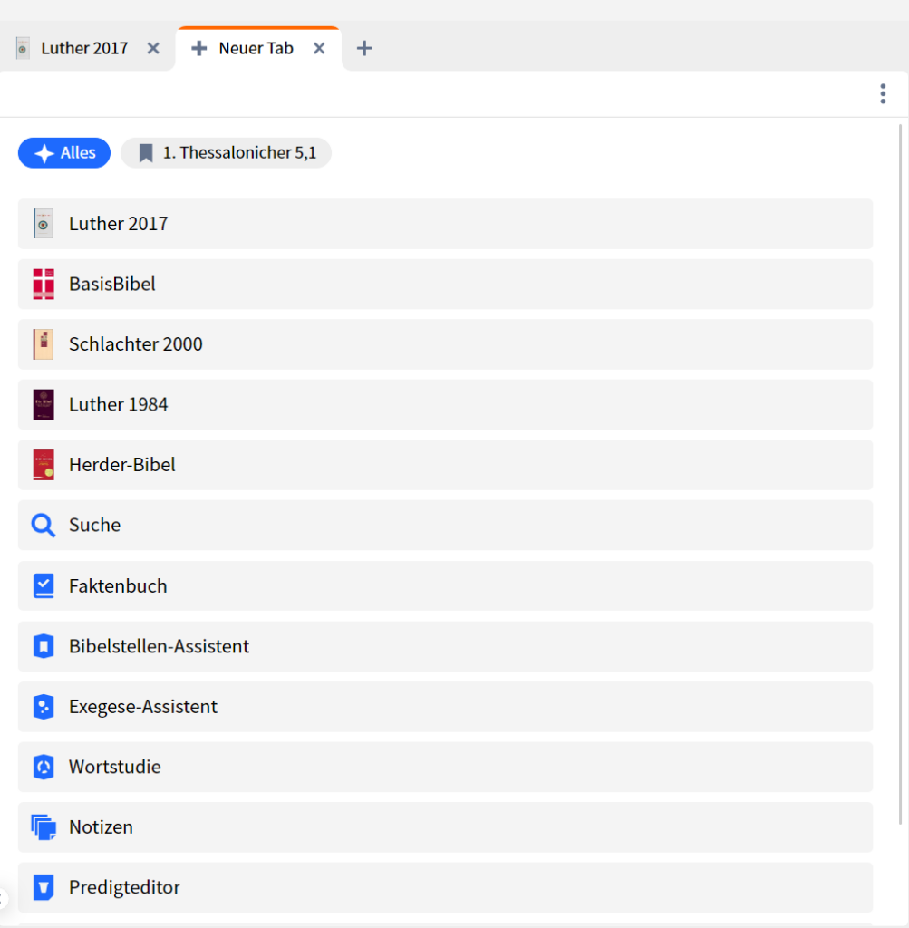 Neue Funktionen: Neuer Tab