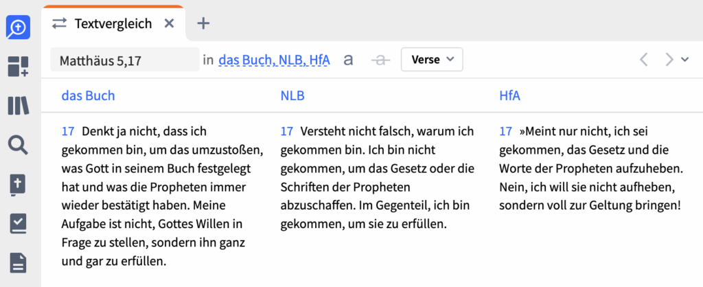 Matthäus 5,17 im Vergleich